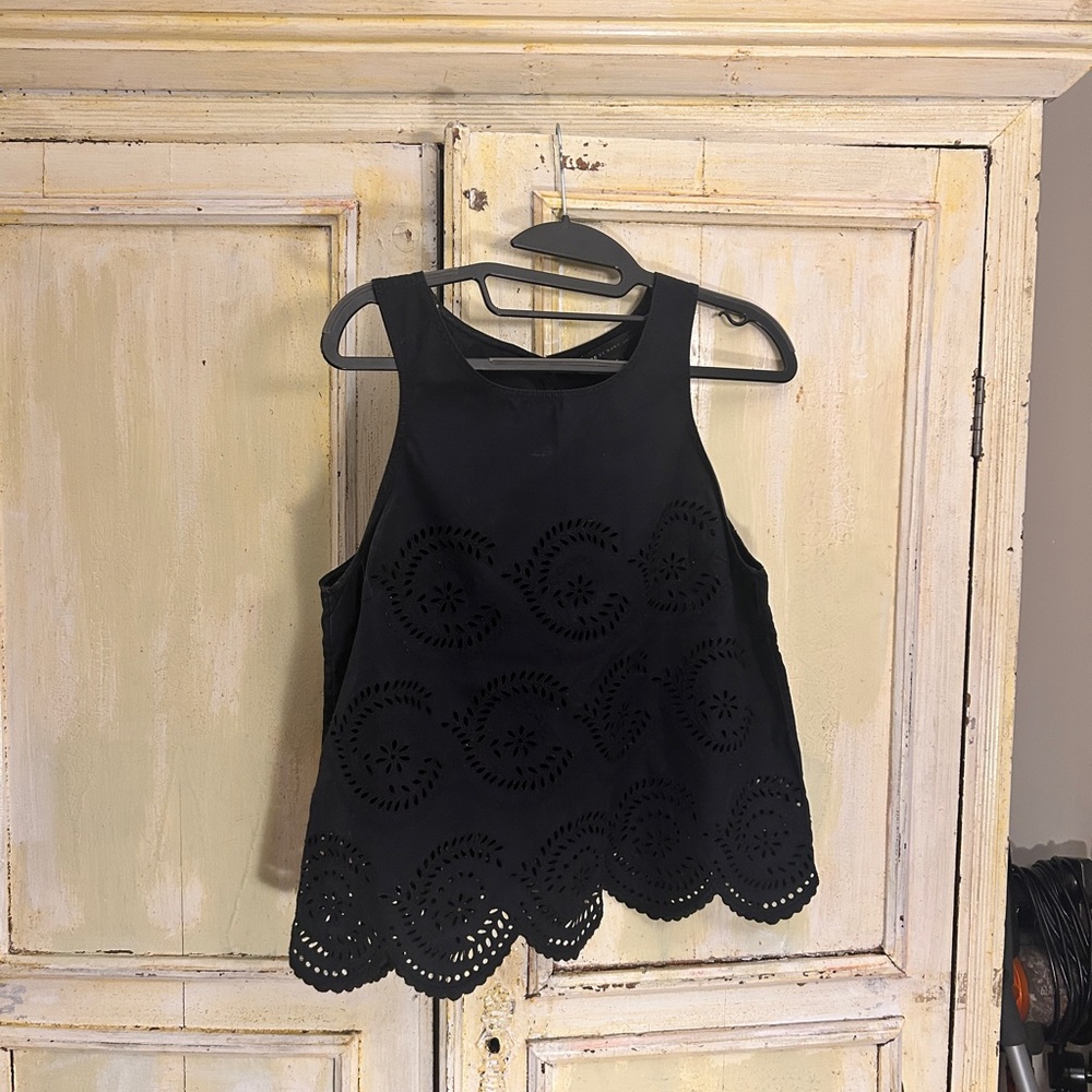 Black Eyelet Tank Top